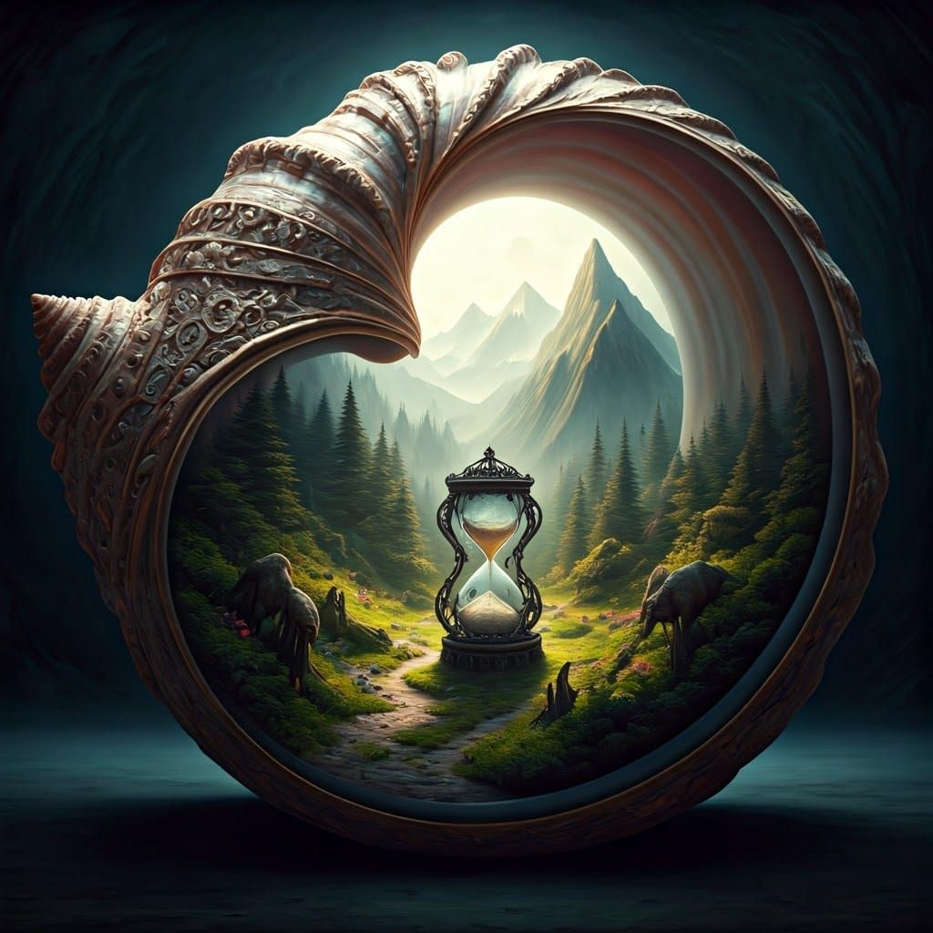 Baroque Seashell City with Hourglass