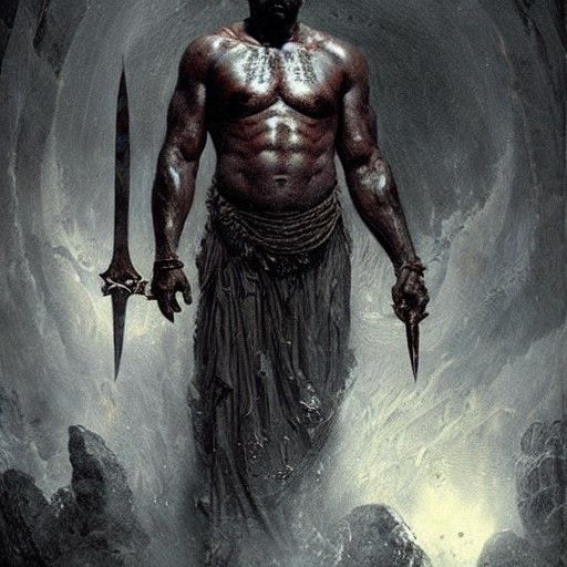 Ogun: African God of War in Dark Fantasy Style
