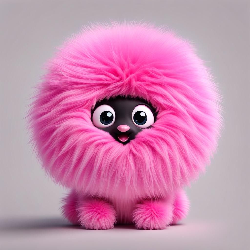 Cute Pink Fluffy Creature in Hollywood Photography Style