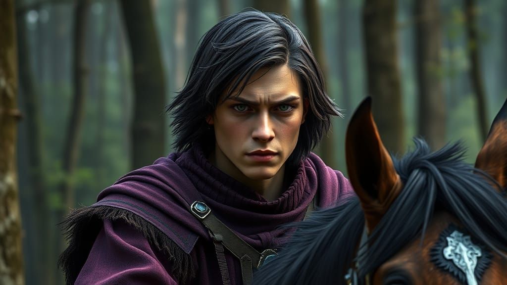 Medieval Warrior Rides into the Fantasy Woods