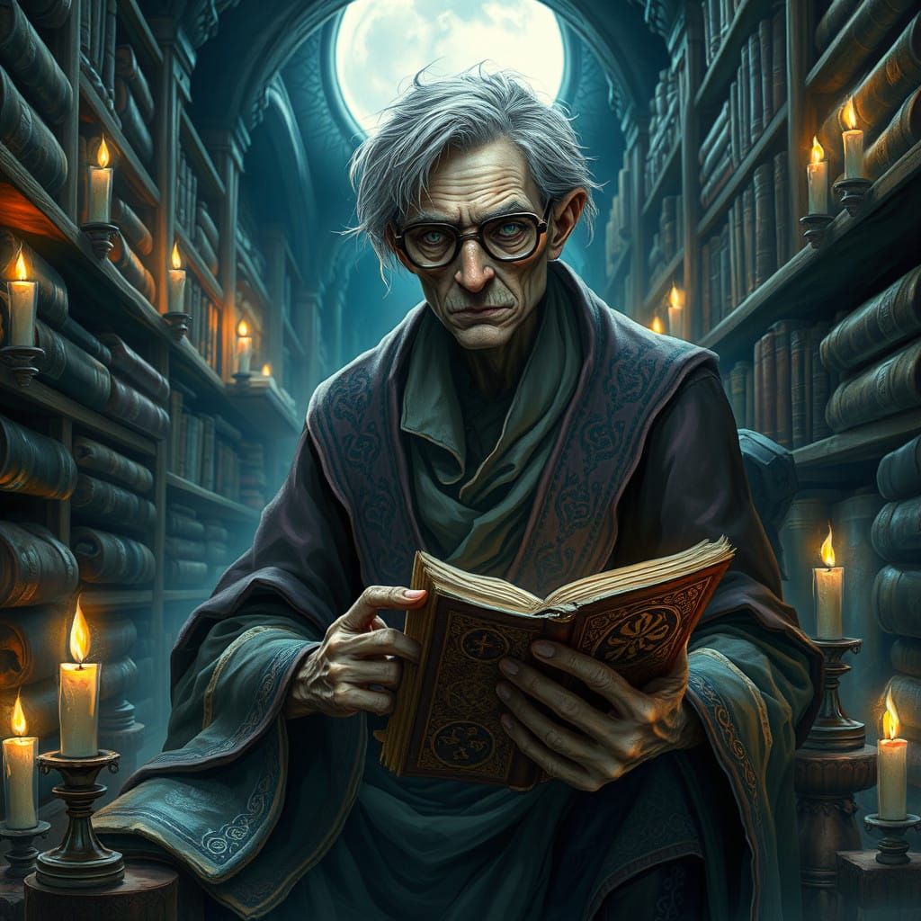 The Mystic Historian in Moonlit Shadows