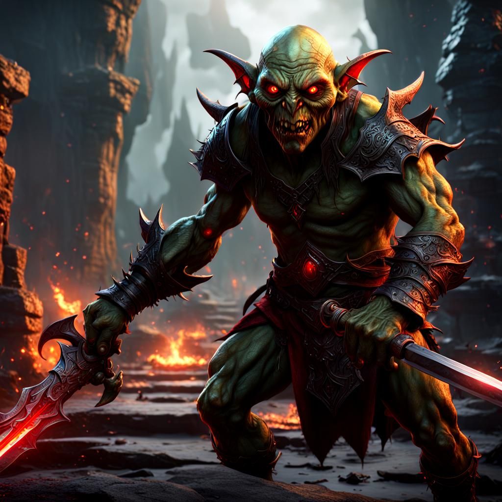 Evil Goblin with Sword: Fantasy Concept Art