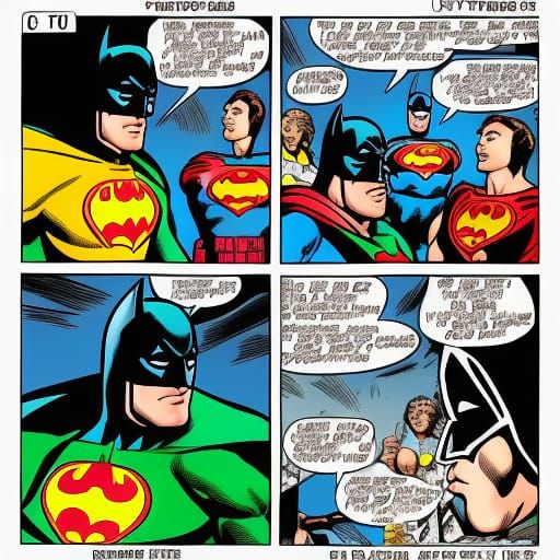 Superman and Batman in Hyperdetailed Comic Style