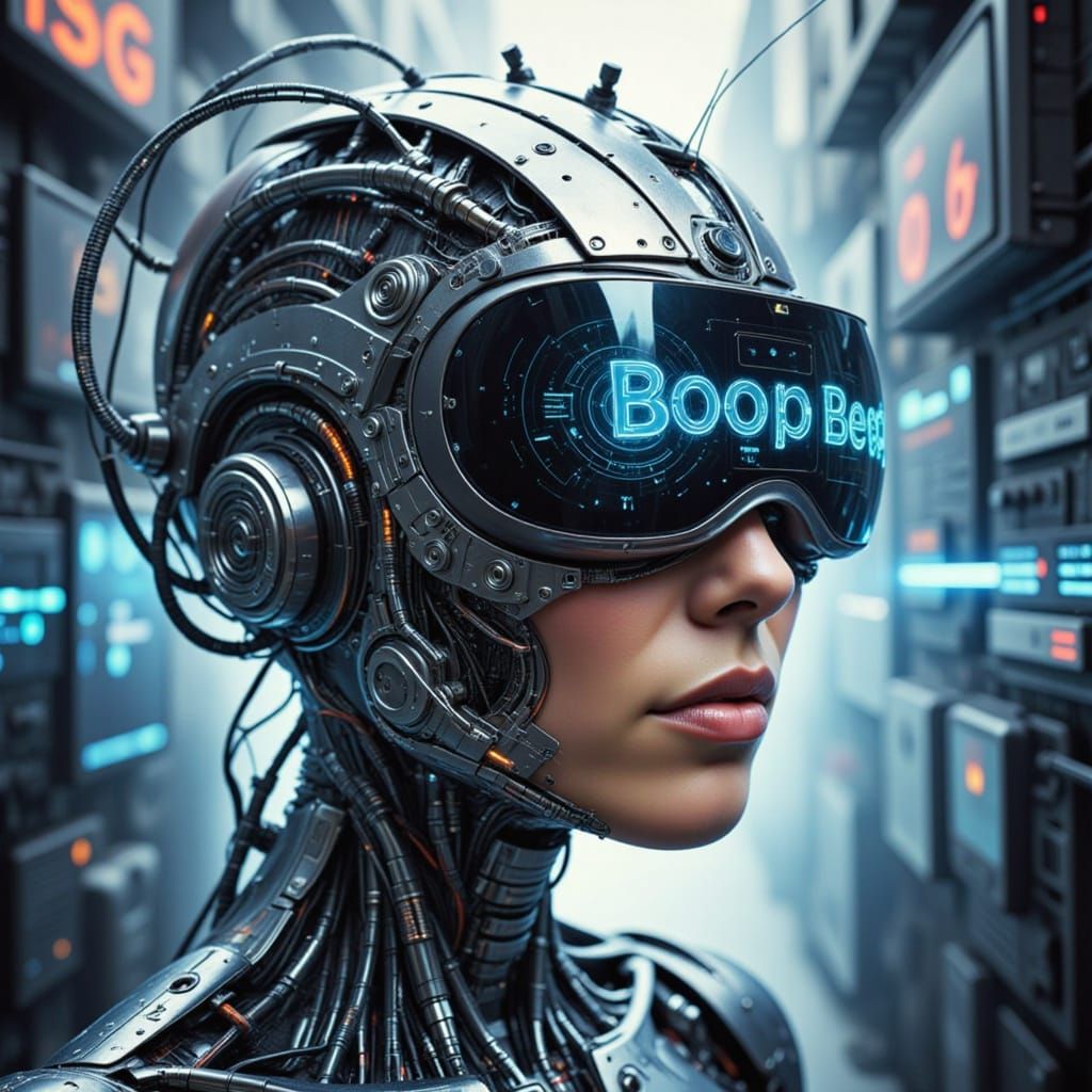 Cyberpunk D3Ddroid2 in VR Headset with Digital Display