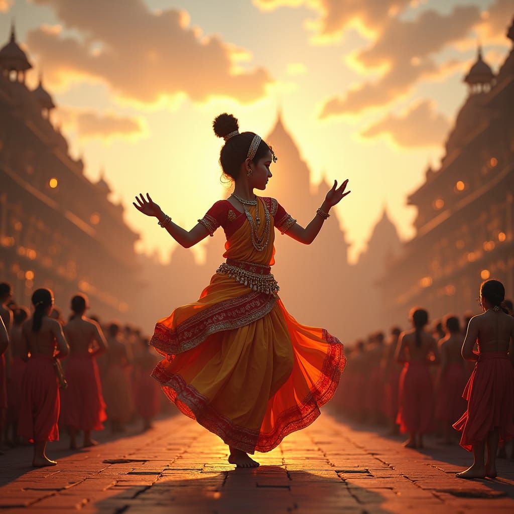 Indian Girl in Natarajanataraja Pose: 3D Animated Art