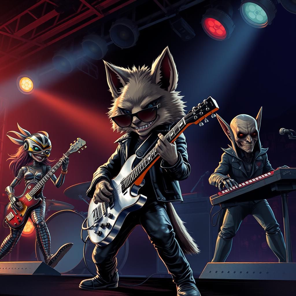 Chibi Werewolf Rocks Out with Weird Band in Concert