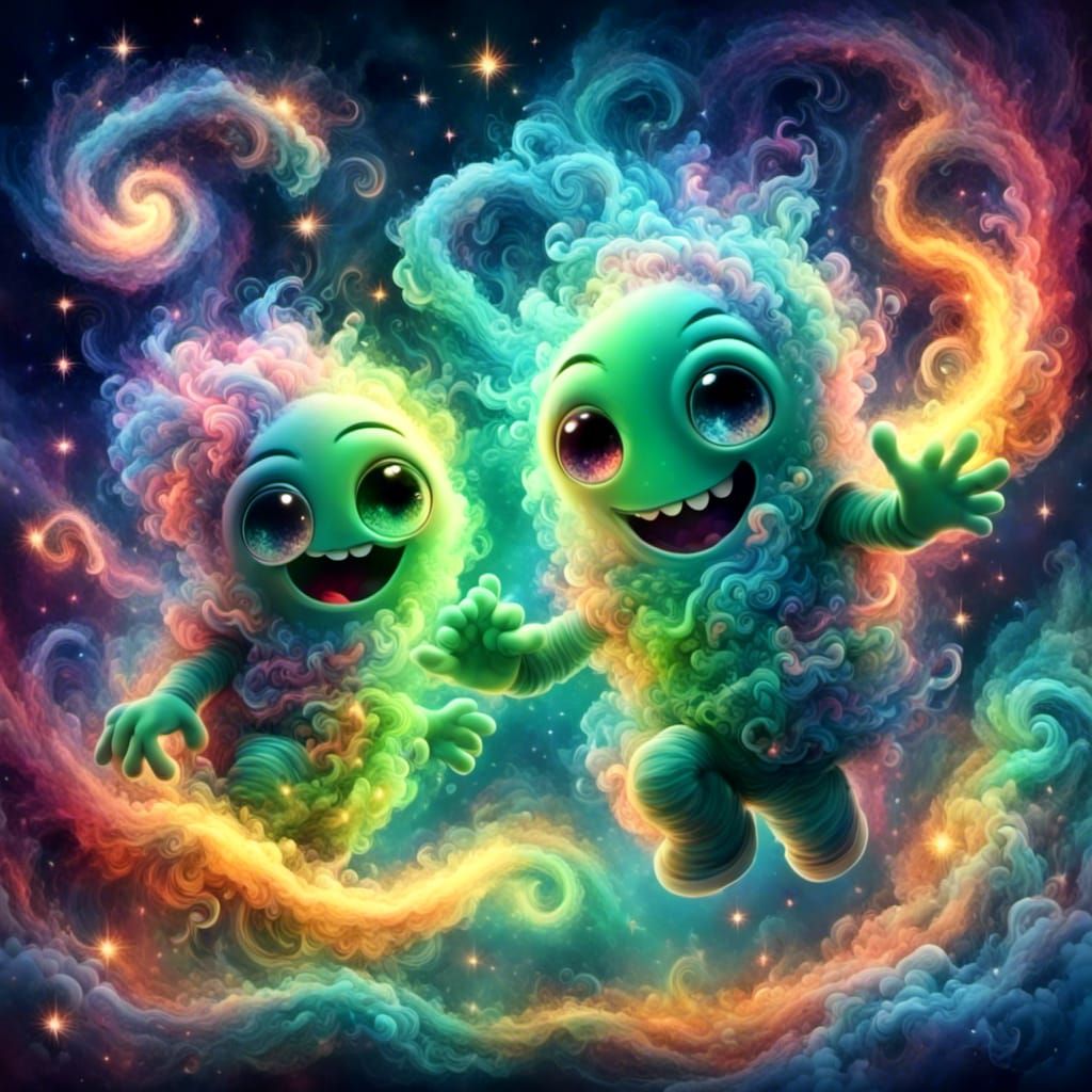 Cute <lora:Colored Smoke:1.0> Minions playing with fart guns, stinky, green smoke, <lora:NebulaCafe:1.0>