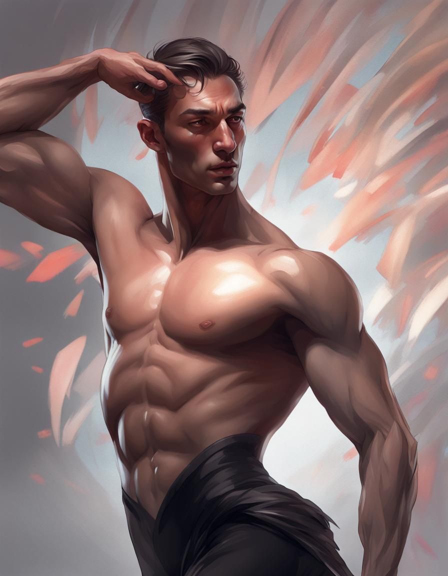 Male Ballerino Performing Black Swan: Hyperdetailed Concept ...