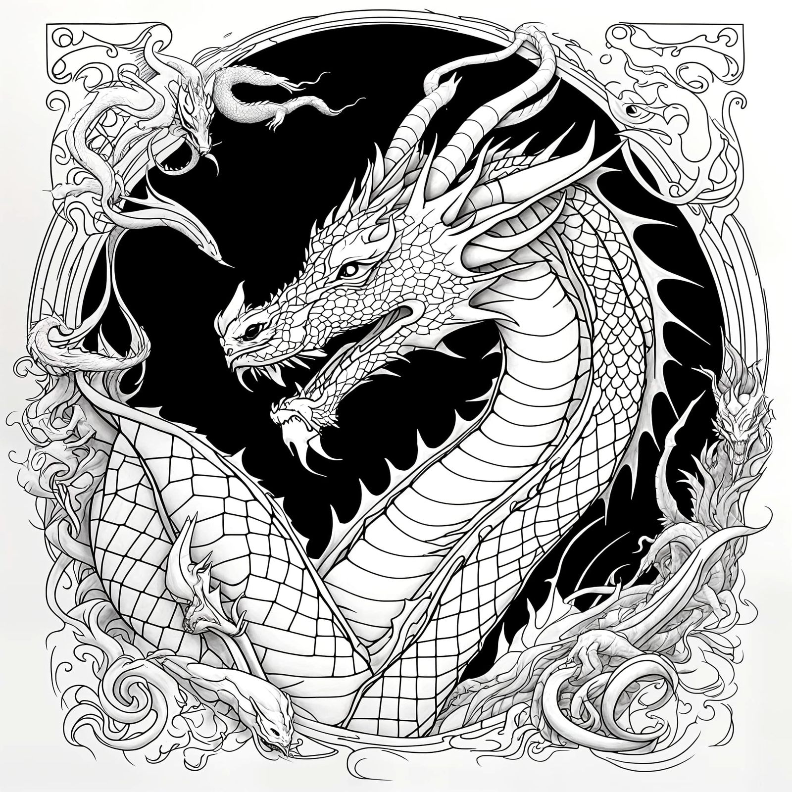 Dragon line art