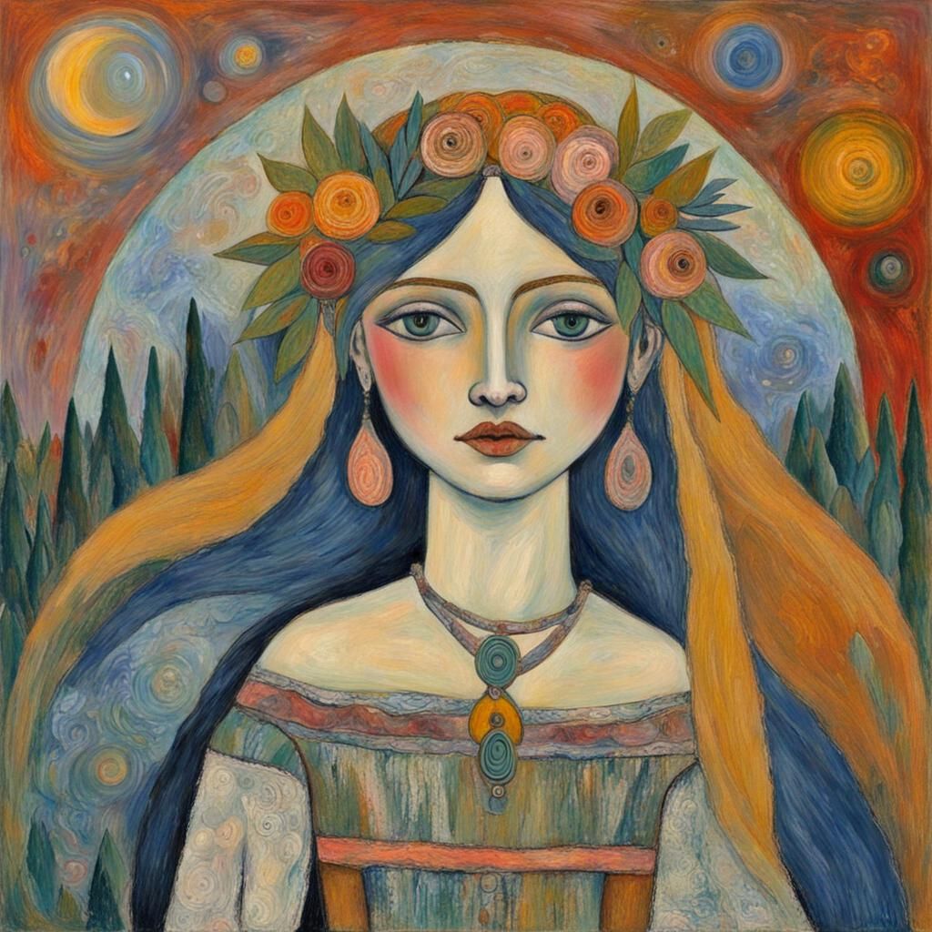 Goddess of Song in Art Brut Style