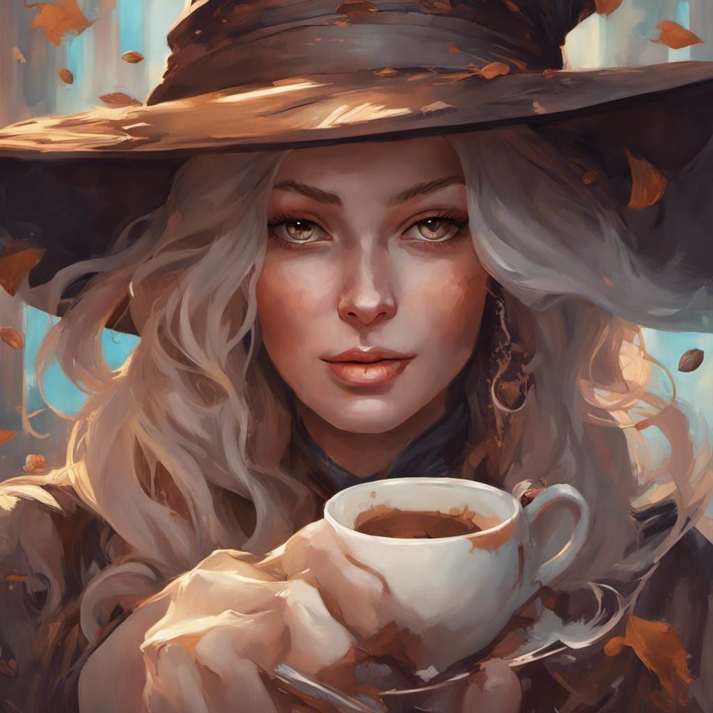Coffee Witch and Kitty Fine Art Portrait