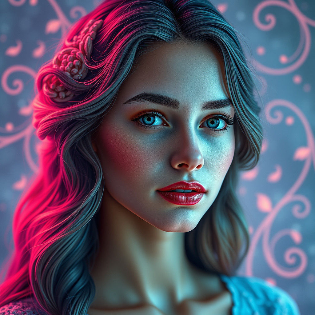 Enigmatic Woman Portrait in Art Nouveau Style