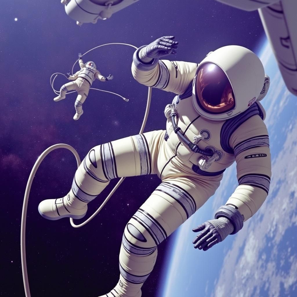 Astronauts Explore Space in Futuristic Spacesuits