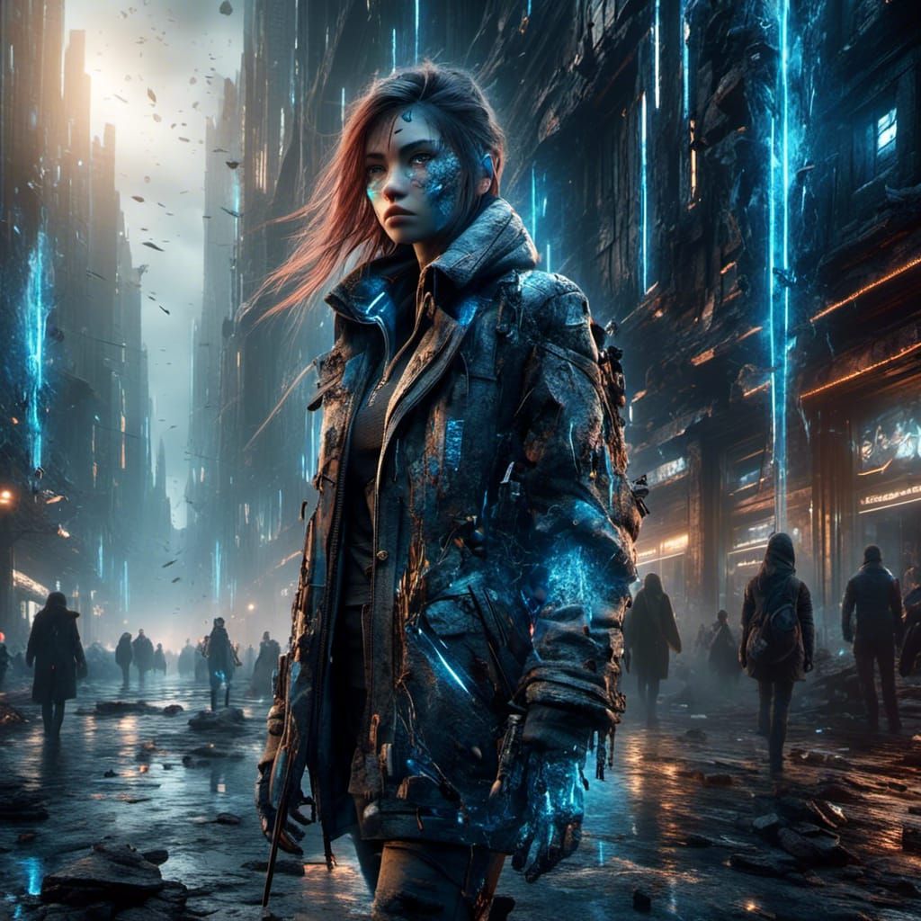 Cyberpunk Ninja in Neon Cityscape