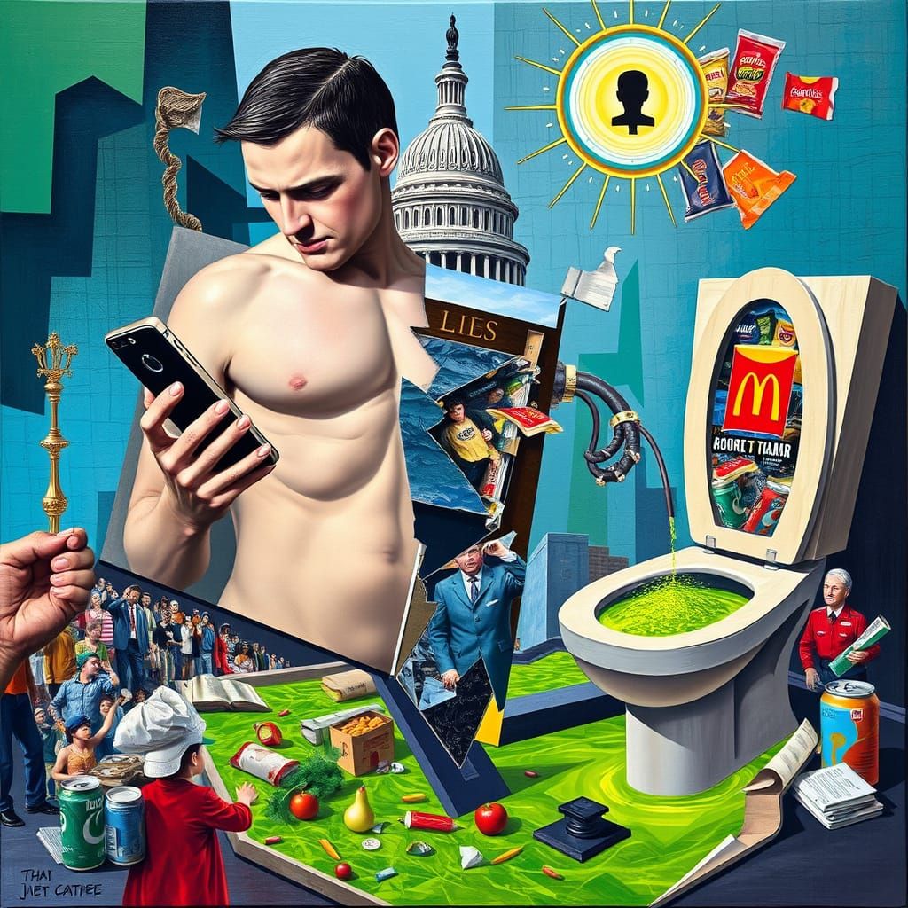 Cubist Satire: Post-Literate Future in Geometric Planes