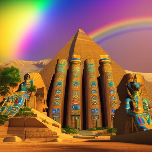 Goddess Seshat in Rainbow Colors: Detailed Matte Painting
