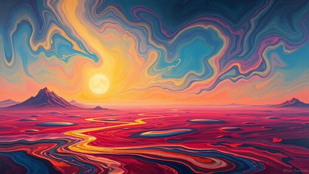 Surreal Melting Landscape on Canvas in Dystopian Sci-Fi Styl...