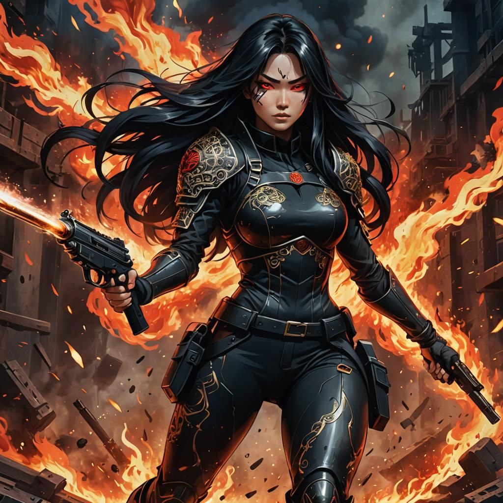 Mongolian Warrior: Hyper-Stylized Anime Battlefield Scene