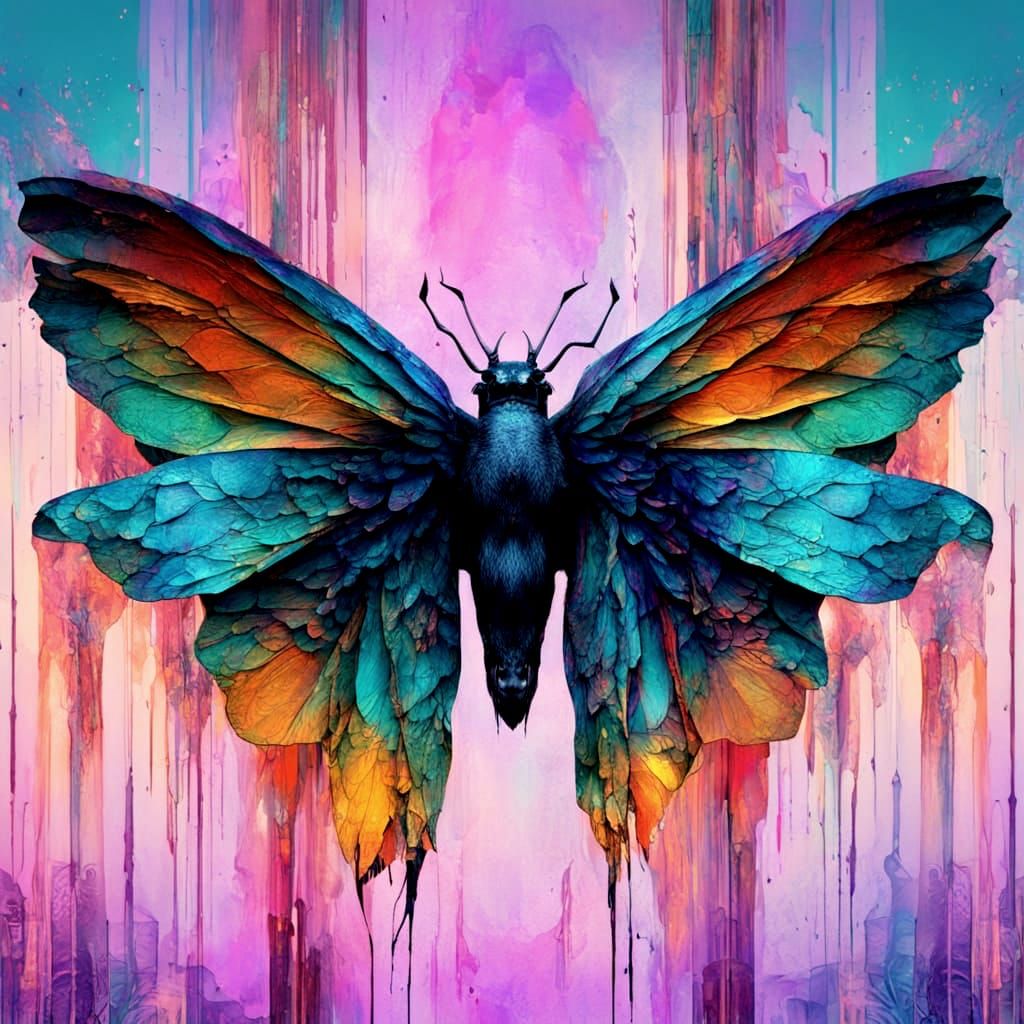 Epic Avant Garde Beast Wears Distressed Moth Mask