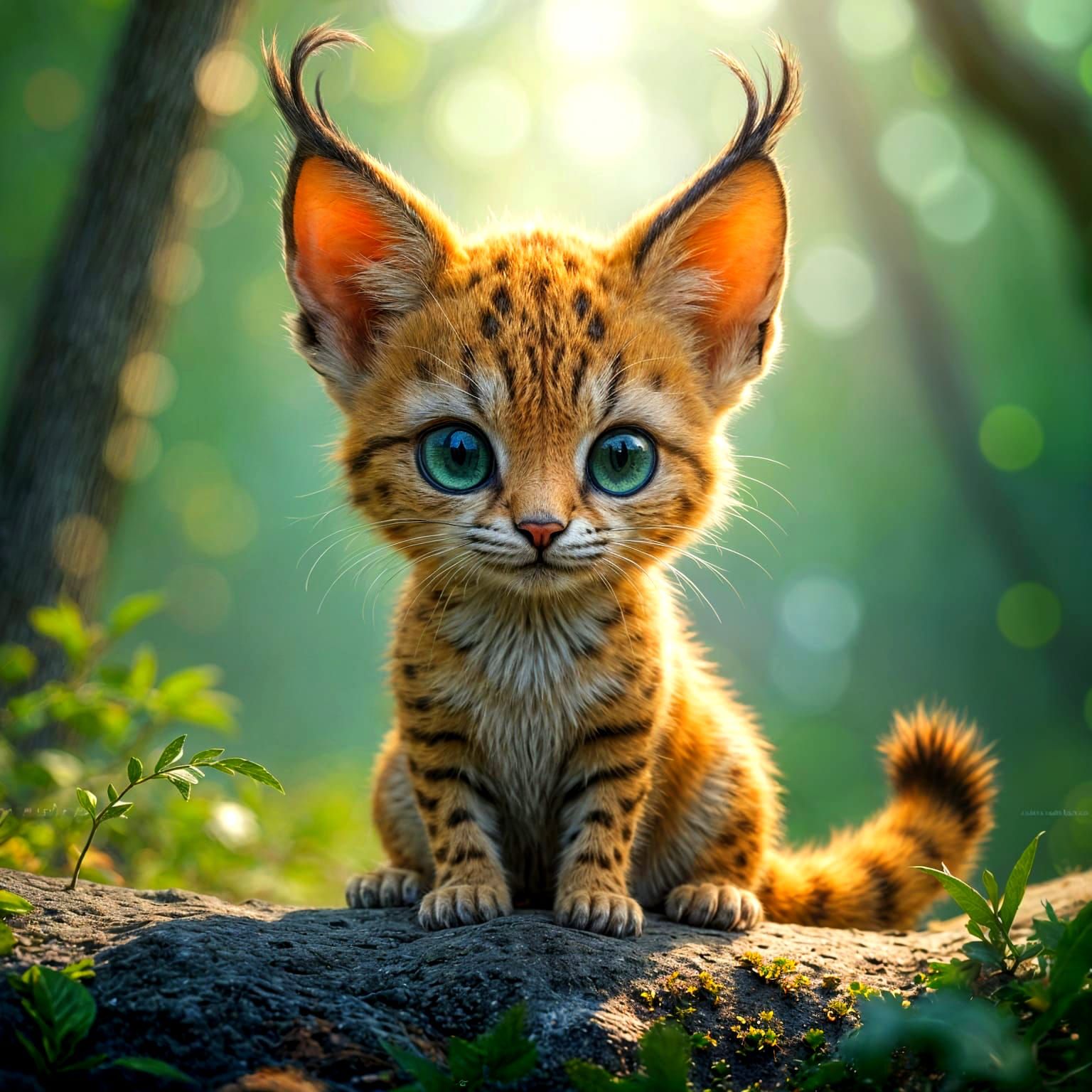 Chibi Leopard Lynx Hybrid in Fantasycore Style