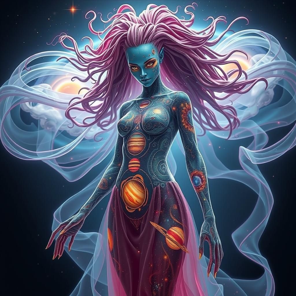 Alien Goddess of the Universe in Hyperrealistic 3D