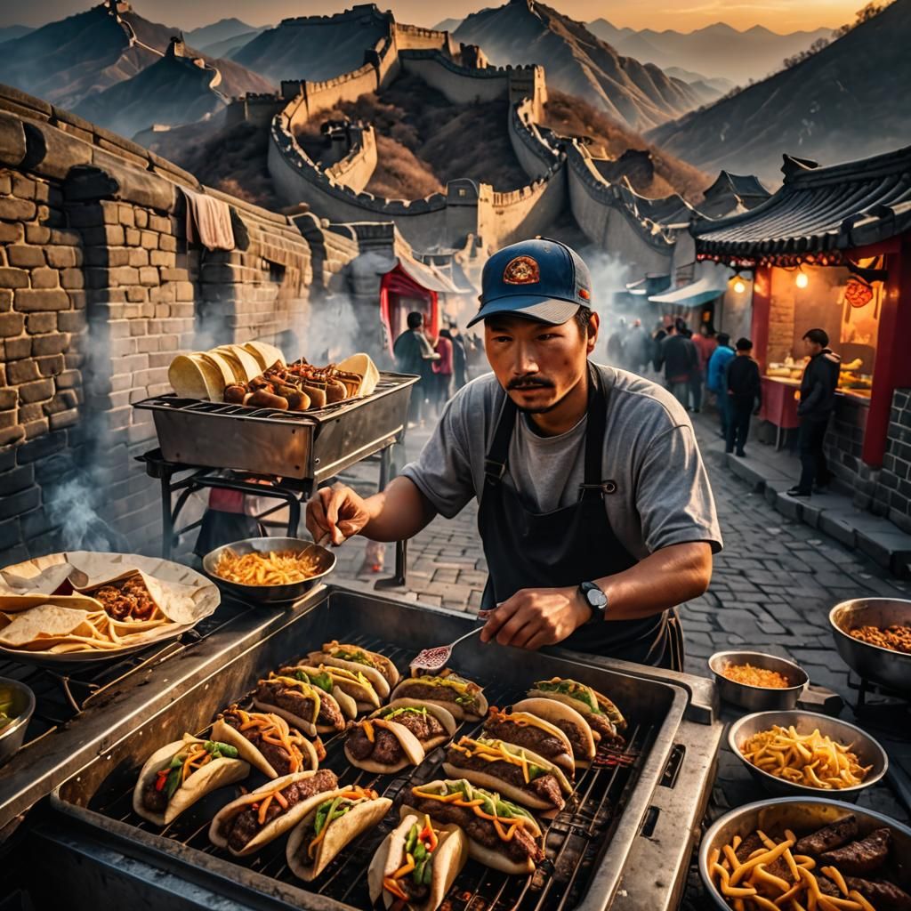Bratwurst Selling Tacos on the Great Wall