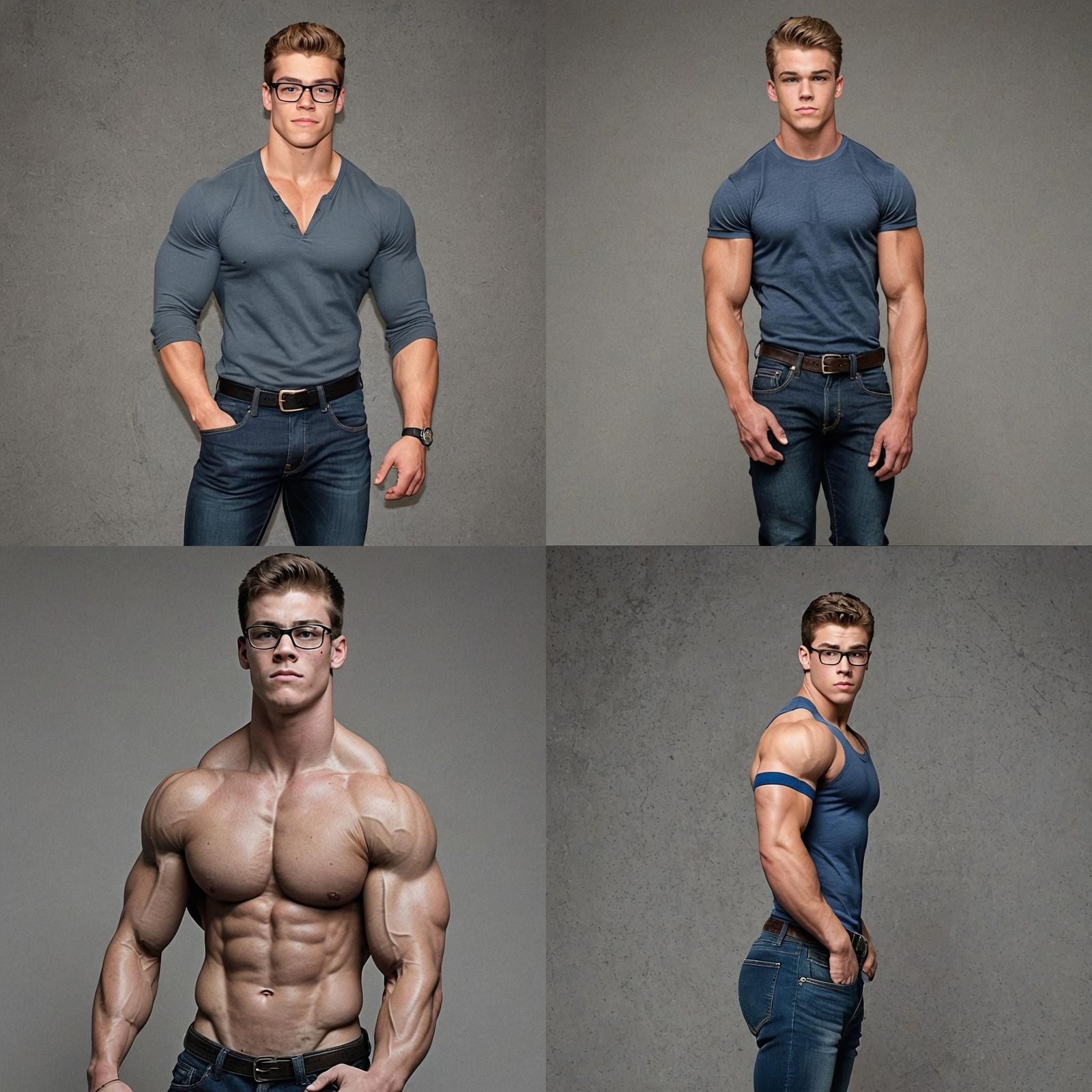 Professional Bodybuilder Flexing Biceps Portrait