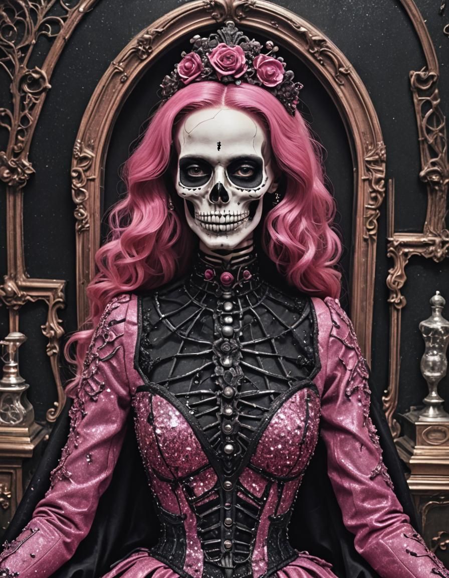 Gothic Glam Fashion Parlor with Skeleton Coffin