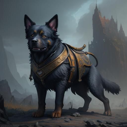 Detailed Matte Painting of Dogs in Fantasy Art