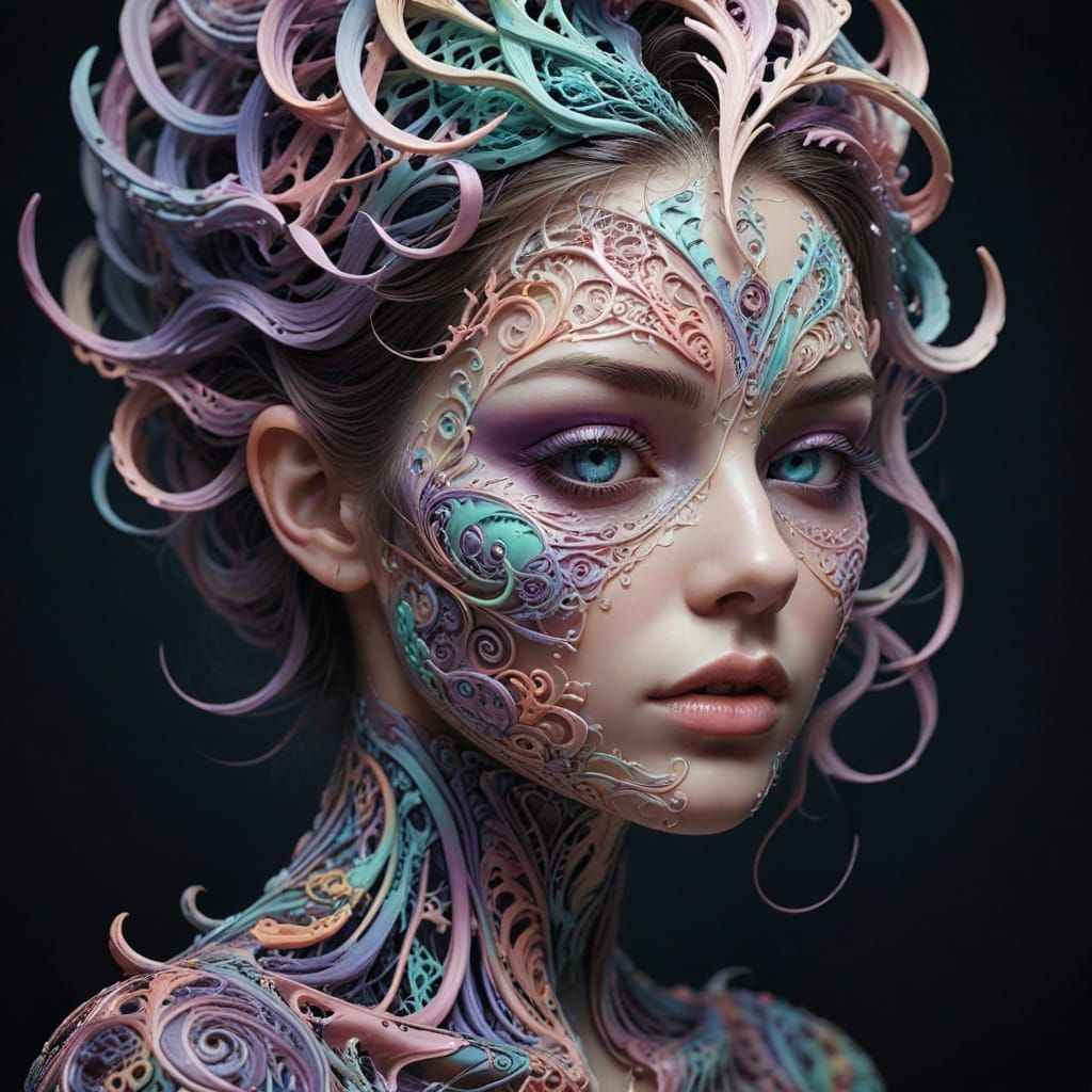 Pastel Filigree Layers in Dream-Whirls