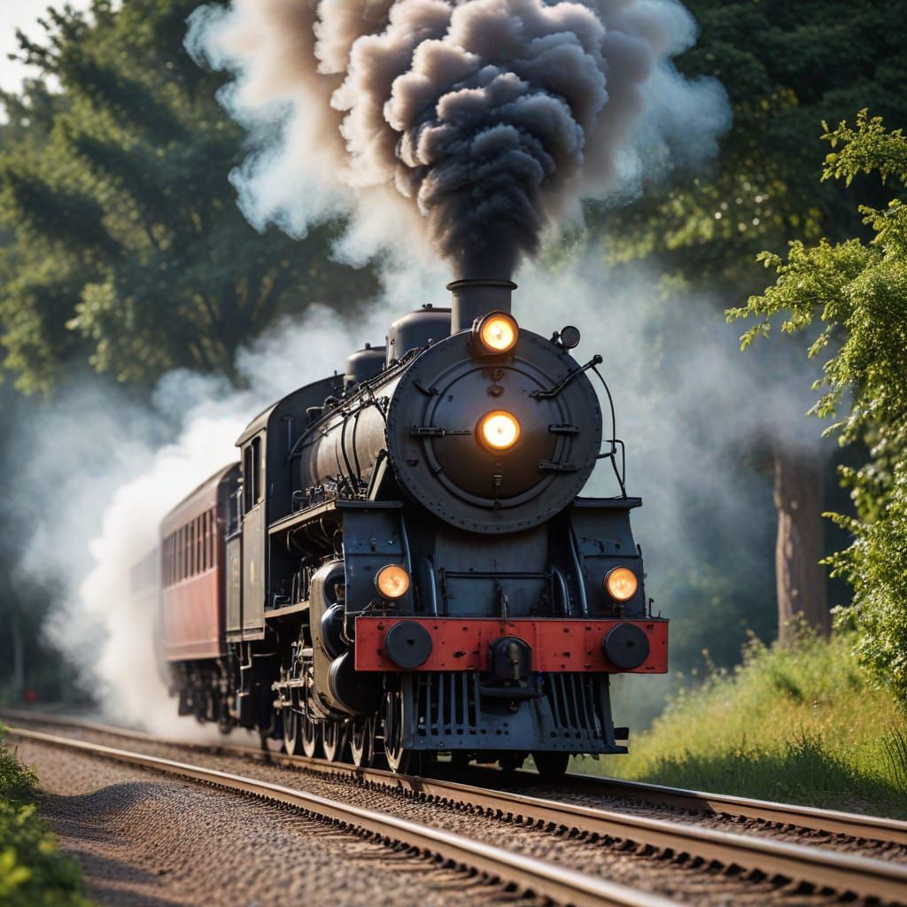 Vintage Steam Train in Sharp Focus