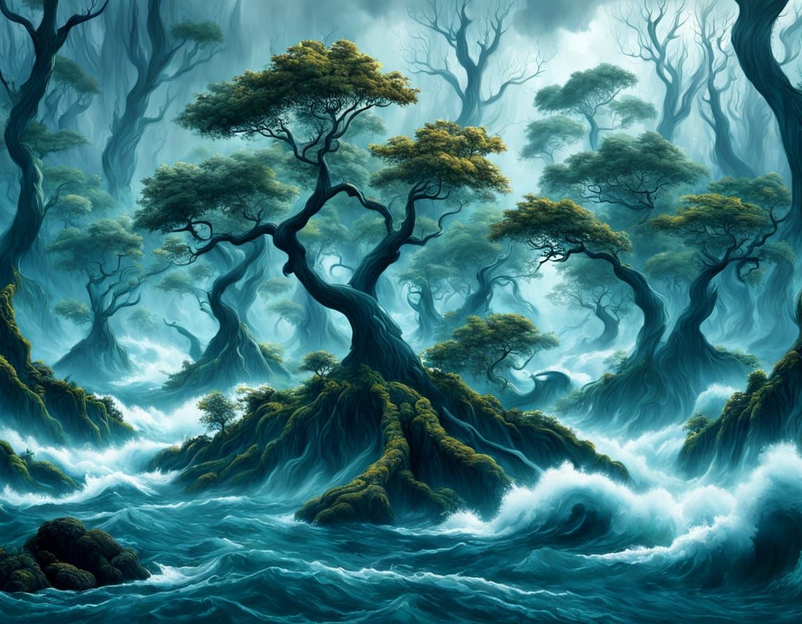 Surrealistic Flooded Earth Digital Art