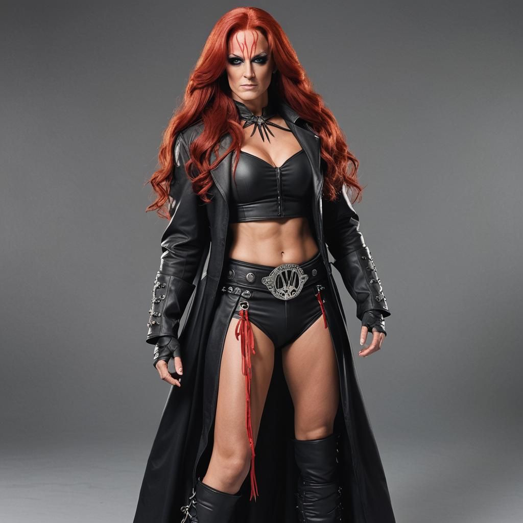 Female Undertaker with Red Hair in Wrestling Gear