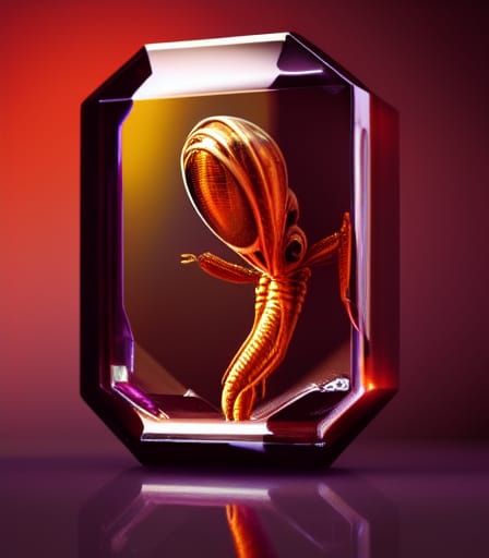 Alien Tick Encased in Amber: Hyperrealistic Art