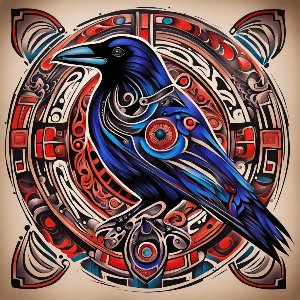 Raven haida Tattoo design  series
