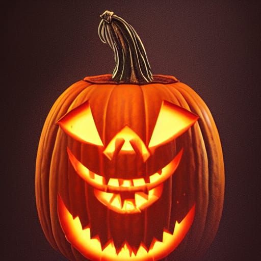 Creepy Pumpkin Lantern Portrait in Hyperdetailed Style