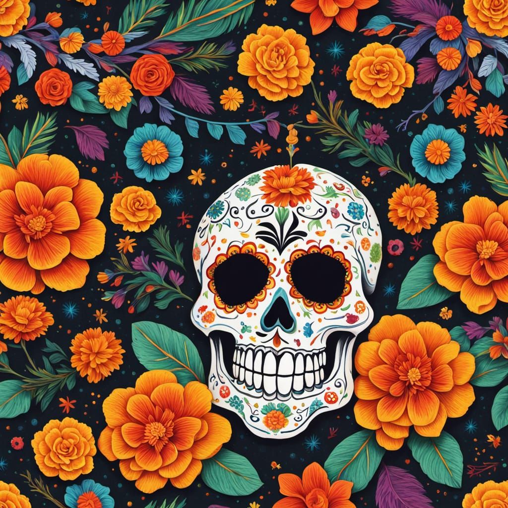 Day of the Dead Christmas Tree With Sugar Skulls