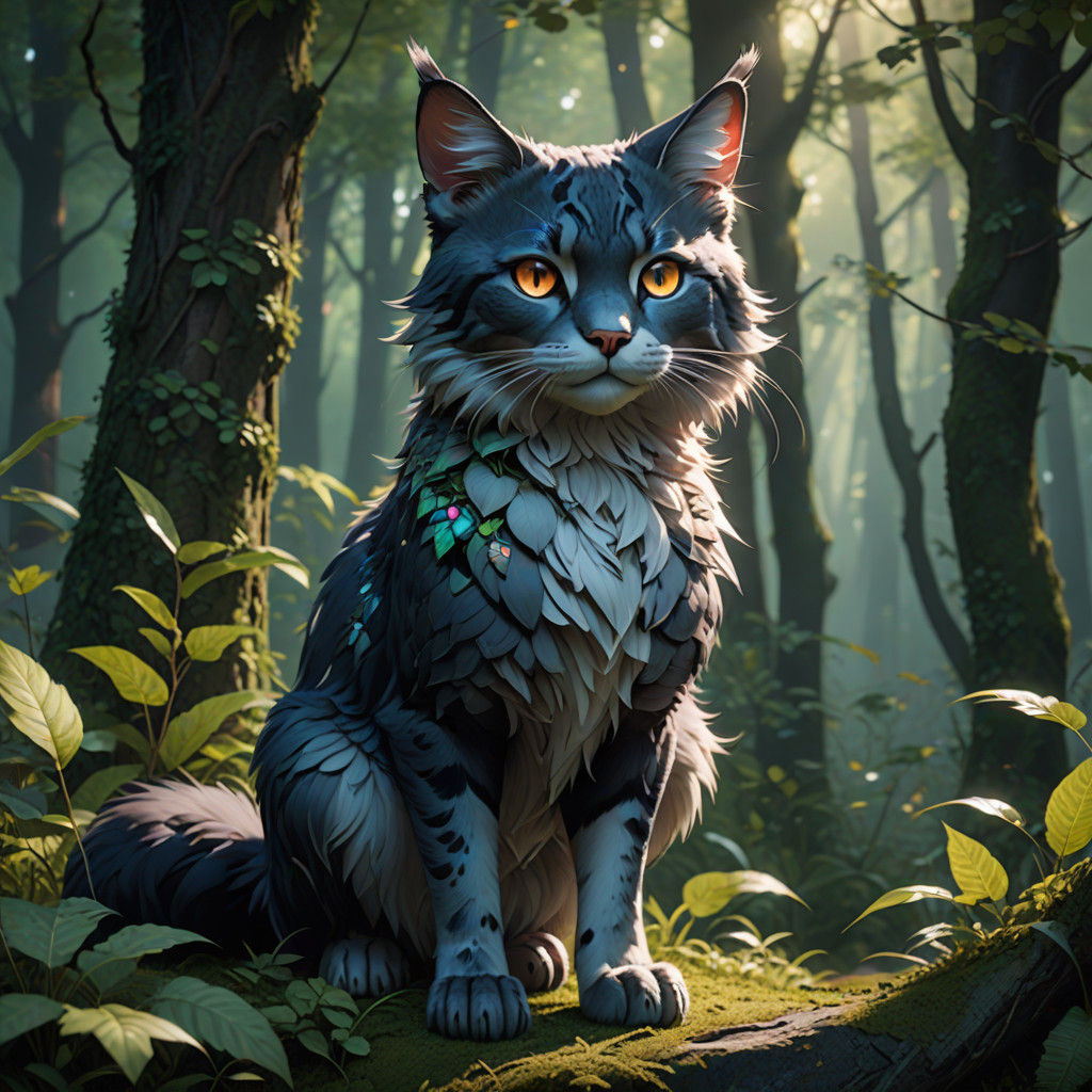 Whimsical Feline-Rodent in Enchanted German Forest
