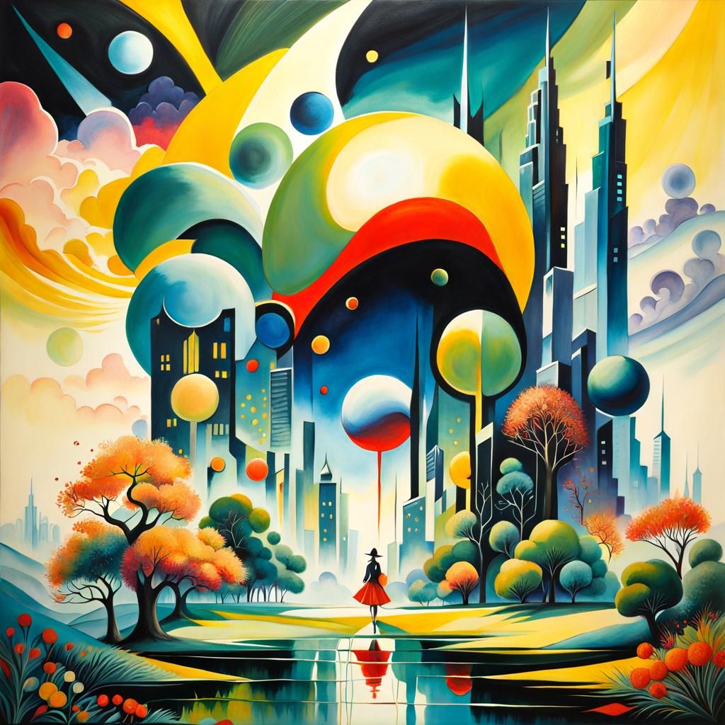 Surreal Fantasy Landscape Gouache Painting