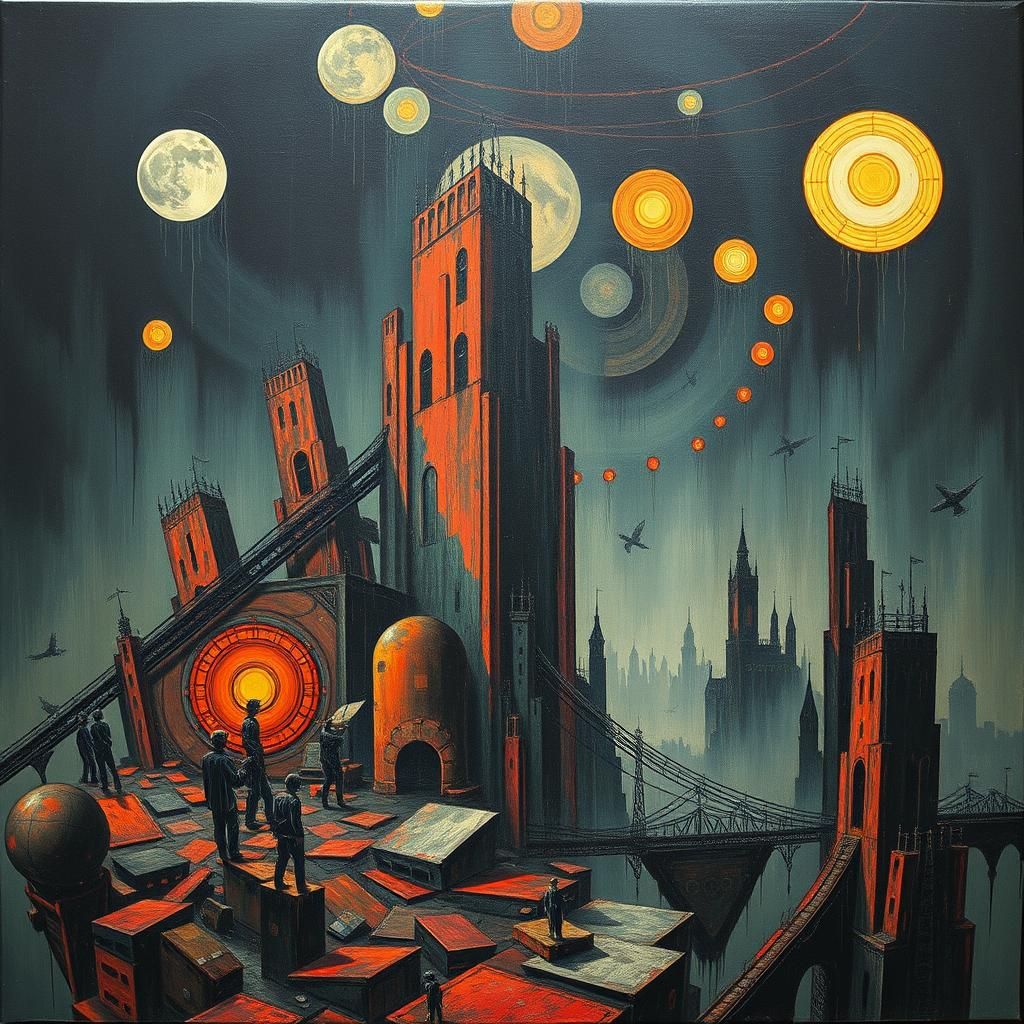 Dystopian Art Deco Heavy Metal Record Cover