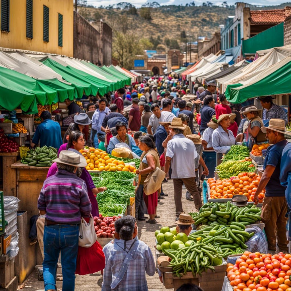 Colorful Oaxaca Market in Liminal Space: Turok Style
