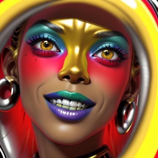 Hallucinatory 3D Render of Facial Features in Vivid Colors