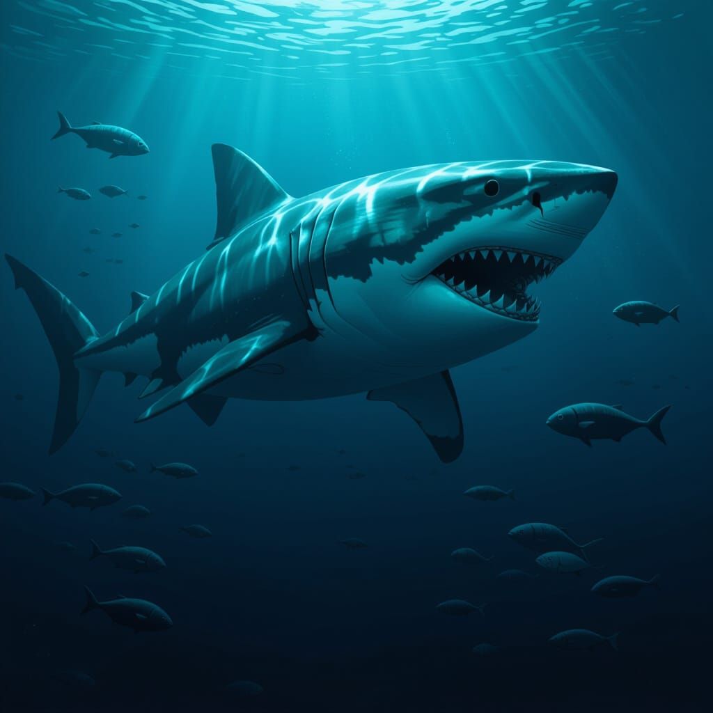 Ominous Shark in Dark Biomechanical Style