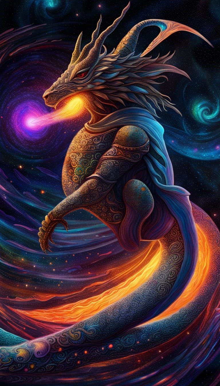 Knight Dragon Gazing at Black Hole Sun