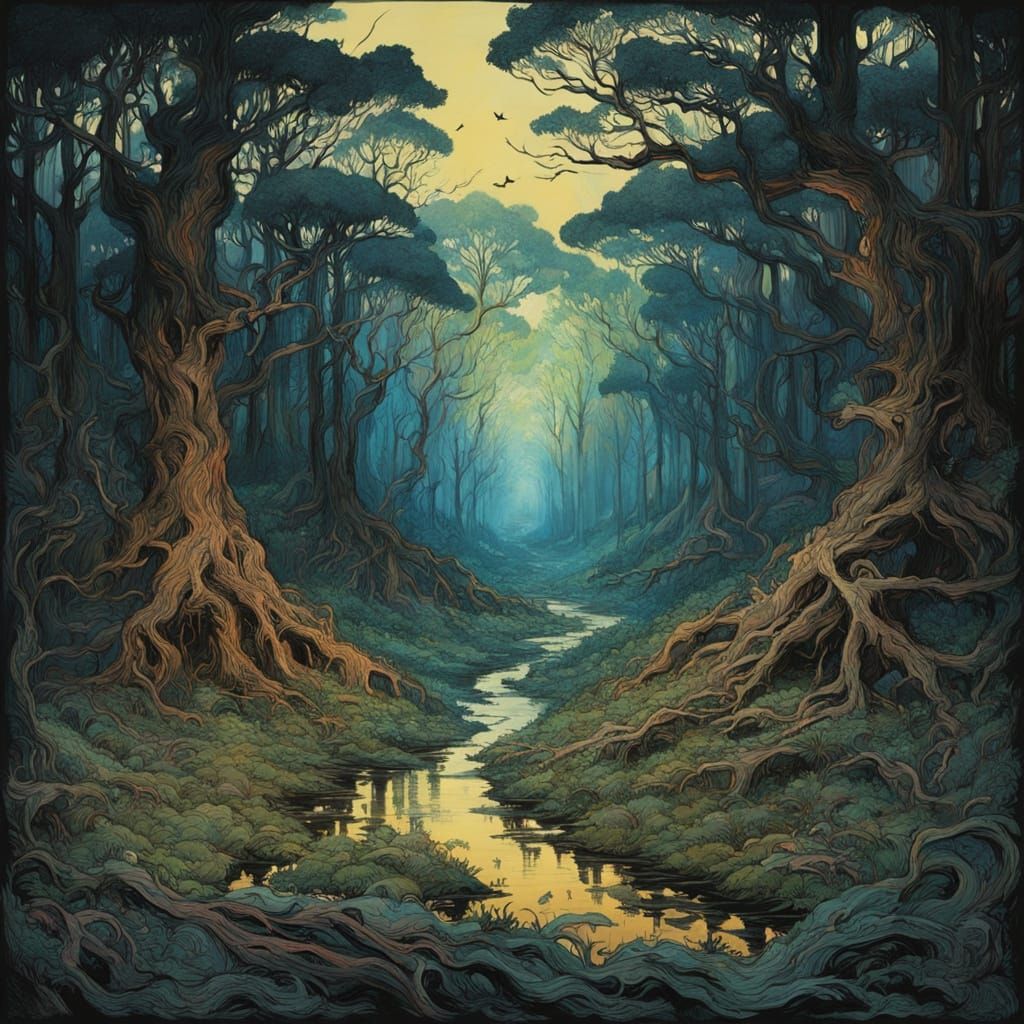 Forest Reclaims Lost City: Abstract Impressionism