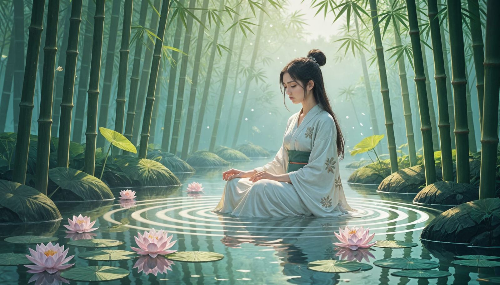 ZEN GARDEN BAMBOO WATER LOTUS