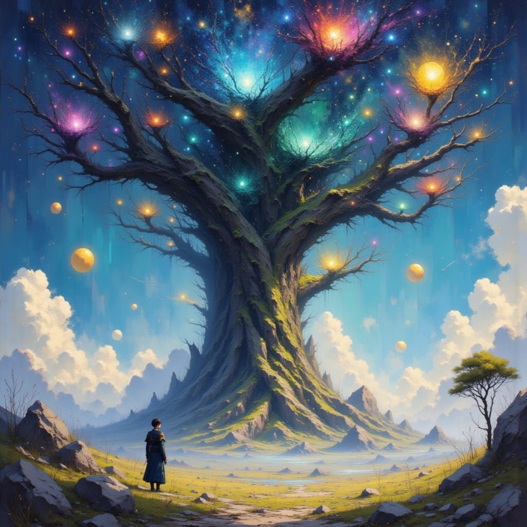 Ancient Aether Tree Under Two Moons