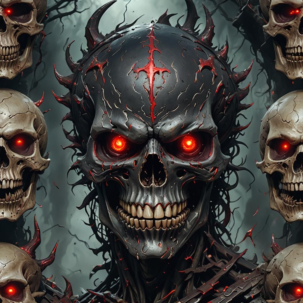 Scary Skull with Glowing Eyes: Fantasy Concept Art