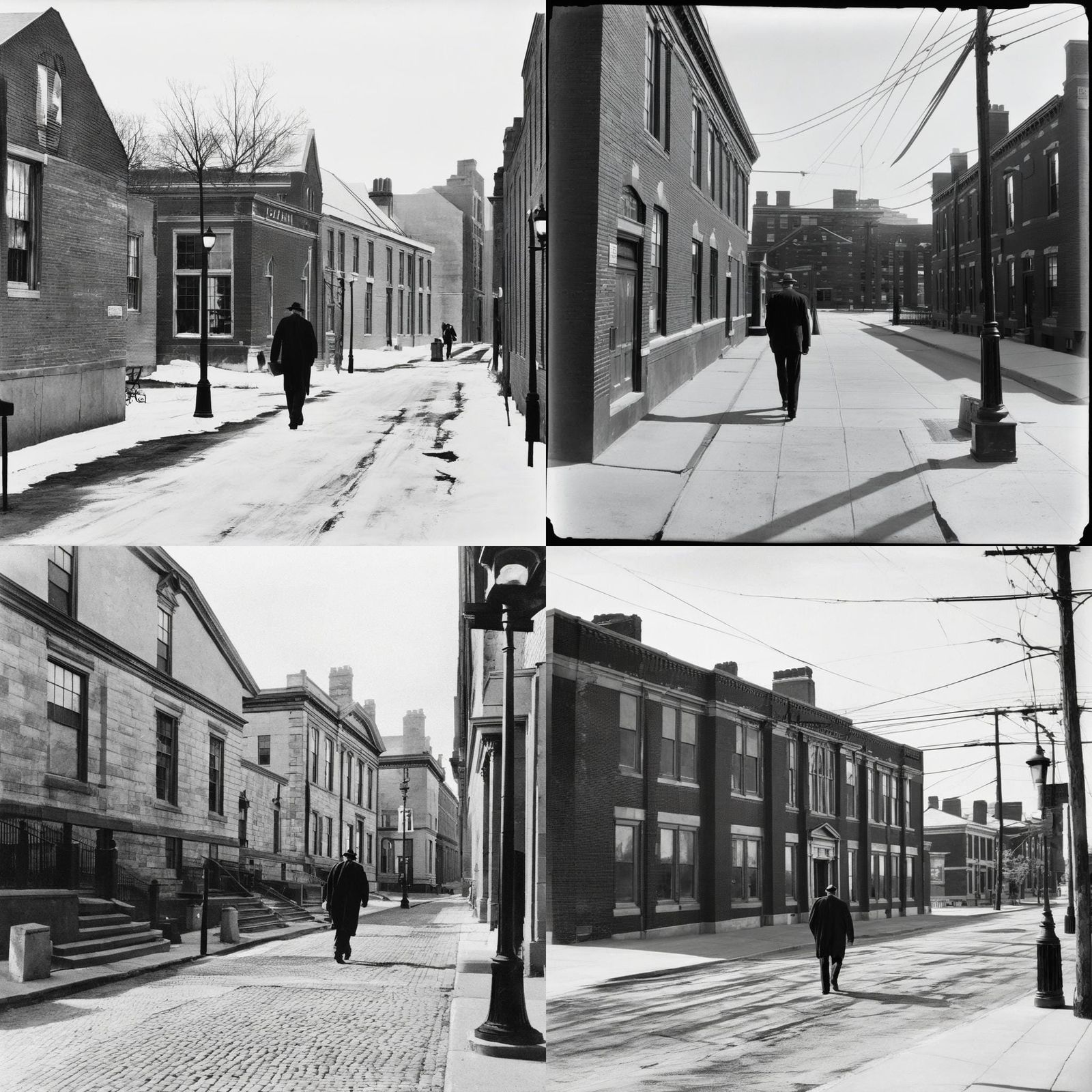 Man Walking Down Street in Ashcan School Style