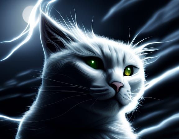 Storm and Lightning Cat in Hyper-Realistic Detail